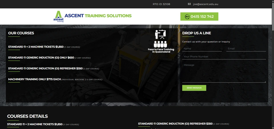 Ascent Training Solutions landing page