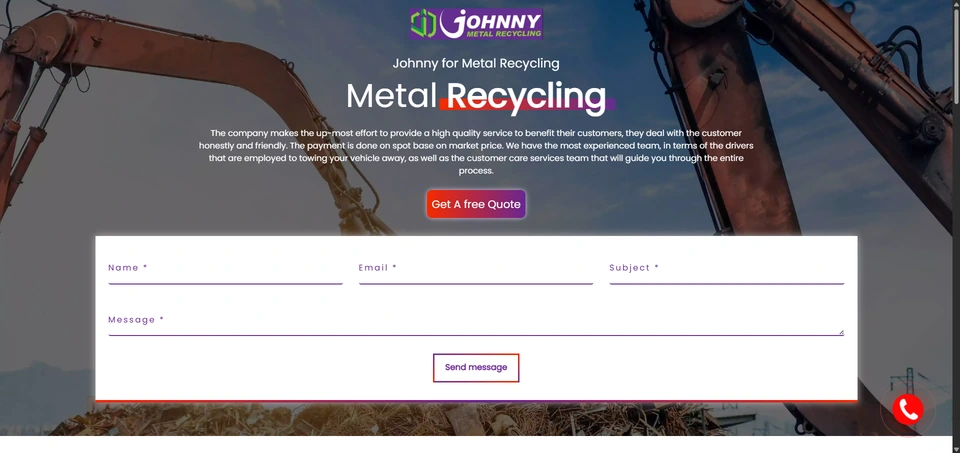 Johnny Metal Recycling landing page
